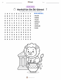 Herakles'in On İki Görevi yazdırılabilir çalışma sayfası önizlemesi