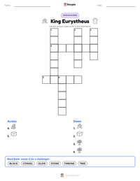 King Eurystheus printable worksheet preview