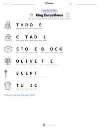 King Eurystheus printable worksheet preview