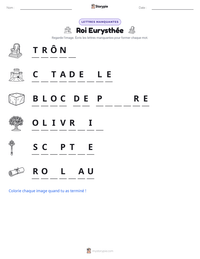 Aperçu de la feuille de travail imprimable Roi Eurysthée