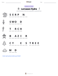 Lernaean Hydra printable worksheet preview