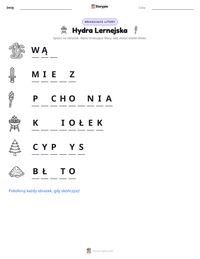 Podgląd drukowalnego arkusza ćwiczeń Hydra Lernejska