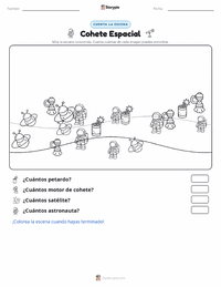 Vista previa de la hoja de trabajo imprimible de Cohete Espacial