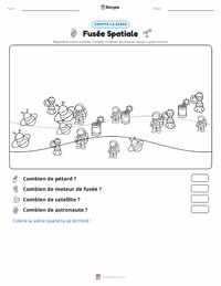 Aperçu de la feuille de travail imprimable Fusée Spatiale