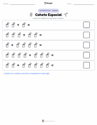 Vista previa de la hoja de trabajo imprimible de Cohete Espacial