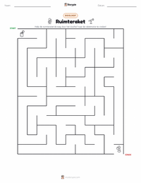 Ruimteraket afdrukbare werkblad voorbeeld