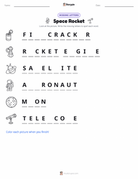 Space Rocket printable worksheet preview