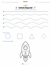 Vista previa de la hoja de trabajo imprimible de Cohete Espacial