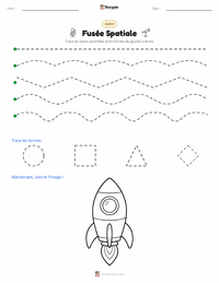 Aperçu de la feuille de travail imprimable Fusée Spatiale