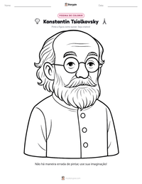 Prévia da folha de atividades imprimível Konstantin Tsiolkovsky