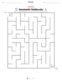 Konstantin Tsiolkovsky afdrukbare werkblad voorbeeld