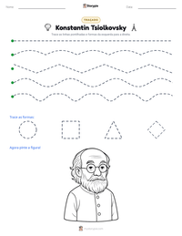 Prévia da folha de atividades imprimível Konstantin Tsiolkovsky