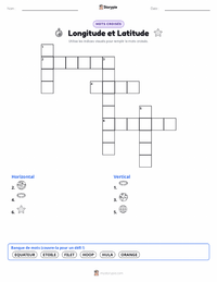Aperçu de la feuille de travail imprimable Longitude et Latitude