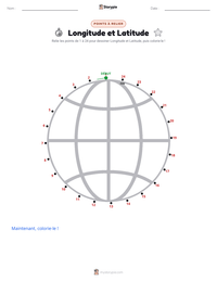 Aperçu de la feuille de travail imprimable Longitude et Latitude