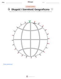 Podgląd drukowalnego arkusza ćwiczeń Długość i szerokość geograficzna