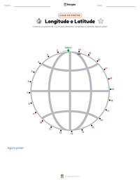 Prévia da folha de atividades imprimível Longitude e Latitude