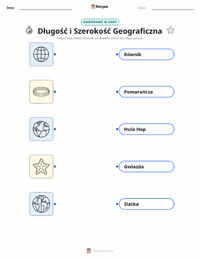 Drukowalny arkusz ćwiczeń Długość i szerokość geograficzna dla dzieci