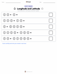 Longitude and Latitude printable worksheet preview