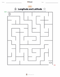 Longitude and Latitude printable worksheet preview