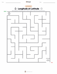Aperçu de la feuille de travail imprimable Longitude et Latitude