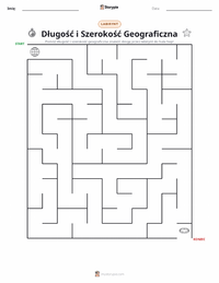 Podgląd drukowalnego arkusza ćwiczeń Długość i szerokość geograficzna
