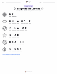 Longitude and Latitude printable worksheet preview