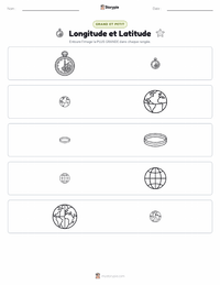Aperçu de la feuille de travail imprimable Longitude et Latitude