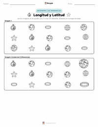Vista previa de la hoja de trabajo imprimible de Longitud y Latitud