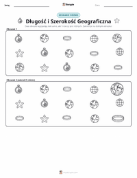 Podgląd drukowalnego arkusza ćwiczeń Długość i szerokość geograficzna