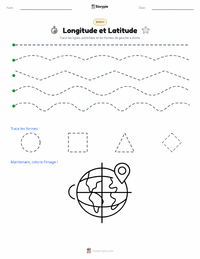 Aperçu de la feuille de travail imprimable Longitude et Latitude