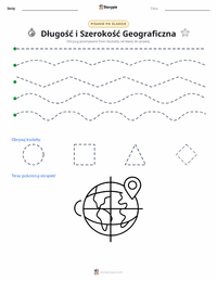 Podgląd drukowalnego arkusza ćwiczeń Długość i szerokość geograficzna