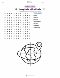 Aperçu de la feuille de travail imprimable Longitude et Latitude