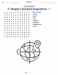 Podgląd drukowalnego arkusza ćwiczeń Długość i szerokość geograficzna