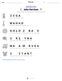 Podgląd drukowalnego arkusza ćwiczeń John Harrison