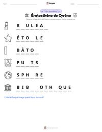 Aperçu de la feuille de travail imprimable Ératosthène de Cyrène