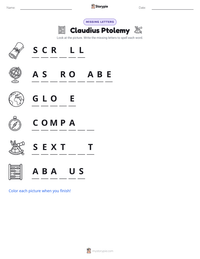 Claudius Ptolemy printable worksheet preview