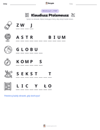 Podgląd drukowalnego arkusza ćwiczeń Klaudiusz Ptolemeusz