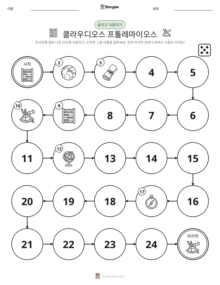 주사위 굴리고 이동하기 게임