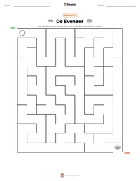 De Evenaar afdrukbare werkblad voorbeeld