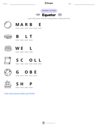 Equator printable worksheet preview
