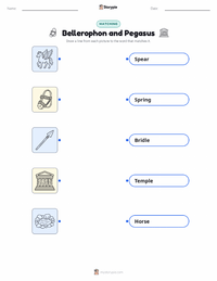 Bellerophon and Pegasus printable worksheet for kids