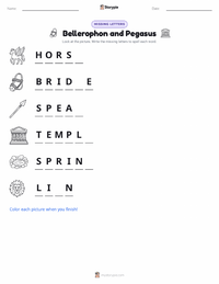 Bellerophon and Pegasus printable worksheet preview