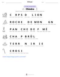Aperçu de la feuille de travail imprimable Chimère