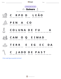 Prévia da folha de atividades imprimível Quimera