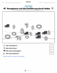 Persephone und die Entführung durch Hades druckbare Arbeitsblatt Vorschau