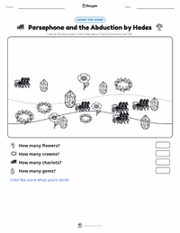 Persephone and the Abduction by Hades printable worksheet preview