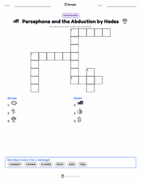 Persephone and the Abduction by Hades printable worksheet preview