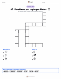 Vista previa de la hoja de trabajo imprimible de Perséfone y el Rapto de Hades
