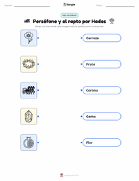 Hoja de trabajo imprimible de Perséfone y el Rapto de Hades para niños