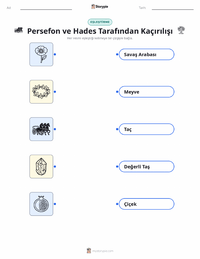Persephone ve Hades Tarafından Kaçırılışı çocuklar için yazdırılabilir çalışma sayfası